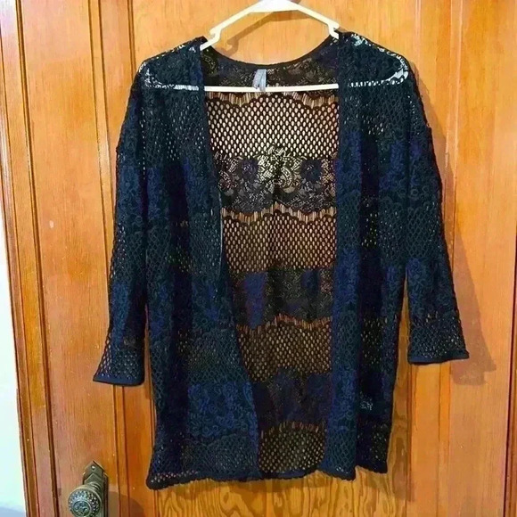 Vanity, black lace cardigan, size small. - Picture 1 of 4